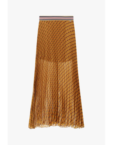 Jupe midi plissée à motif géométrique et taille élastiquée Dixie