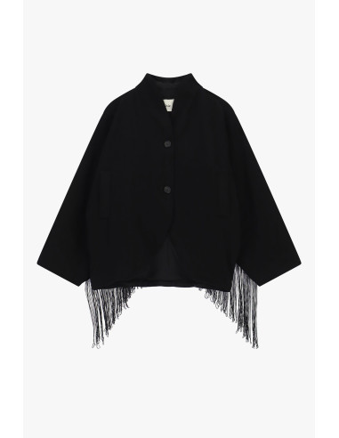 Veste matelassée courte à franges et à boutons Dixie