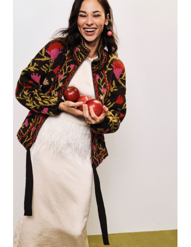 Vest met rits en jacquard-bloemenmotief Dixie