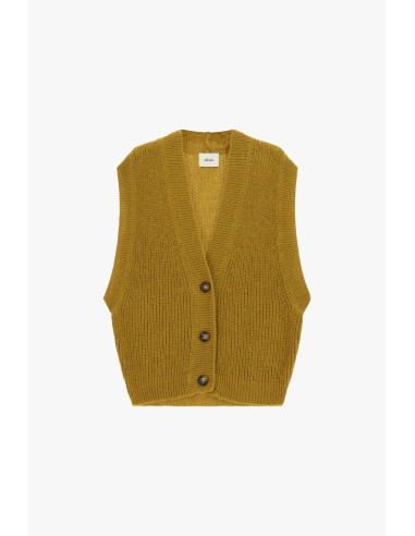 Gilet côtelé à col V et boutons Dixie