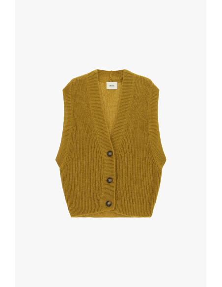 Geribd vest met V-hals en knopen Dixie