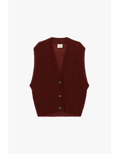Gilet côtelé à col V et boutons Dixie