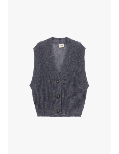 Gilet côtelé à col V et boutons Dixie