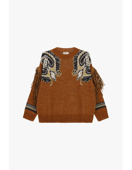 Pull oversize à franges et motif paisley Dixie
