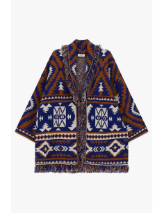 Poncho à franges, motif géométrique jacquard Dixie 2