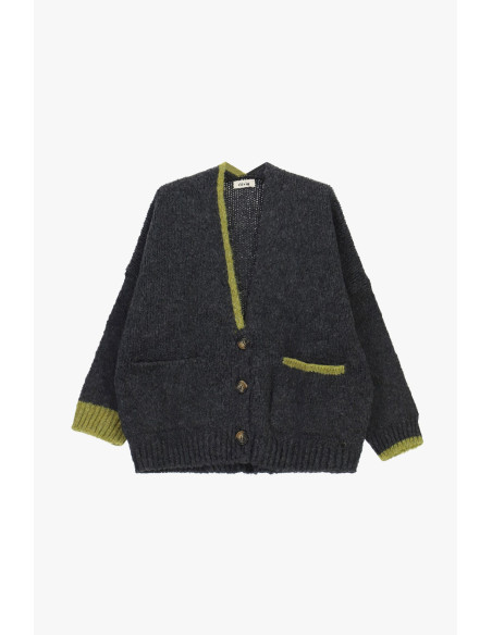 Cardigan oversize avec bordures contrastantes et poches Dixie