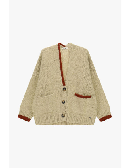 Cardigan oversize avec bordures contrastantes et poches Dixie