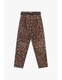 Chino-fit broek met bloemenmotief en riem Dixie