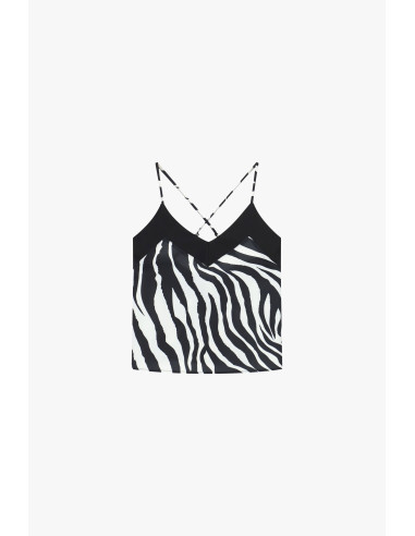 Top met dunne gekruiste schouderbandjes en zebraprint Dixie