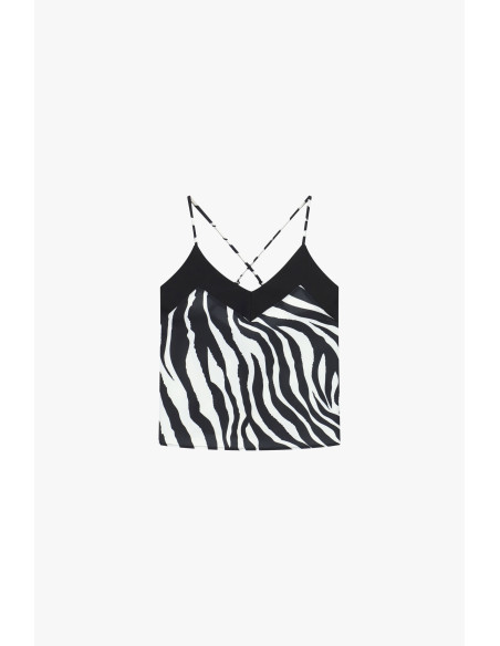 Top met dunne gekruiste schouderbandjes en zebraprint Dixie