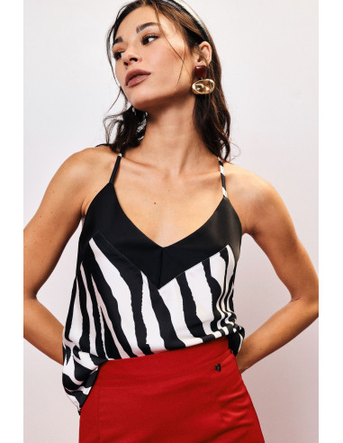Top met dunne gekruiste schouderbandjes en zebraprint Dixie