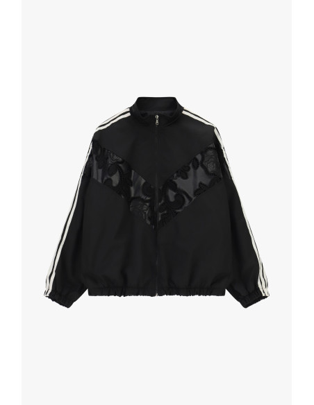 Bomber avec empiècements en dentelle et bandes latérales Dixie