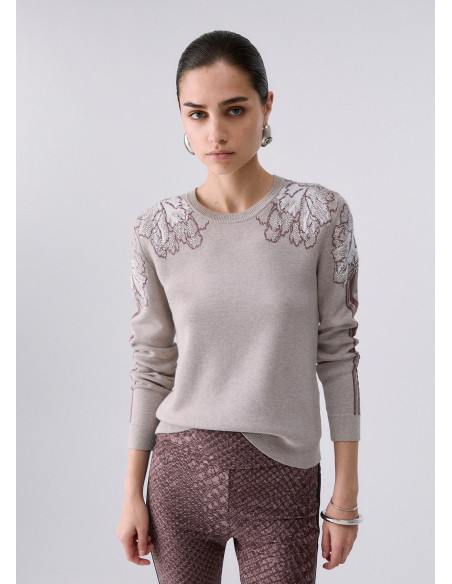 Pull jacquard avec strass Liu Jo