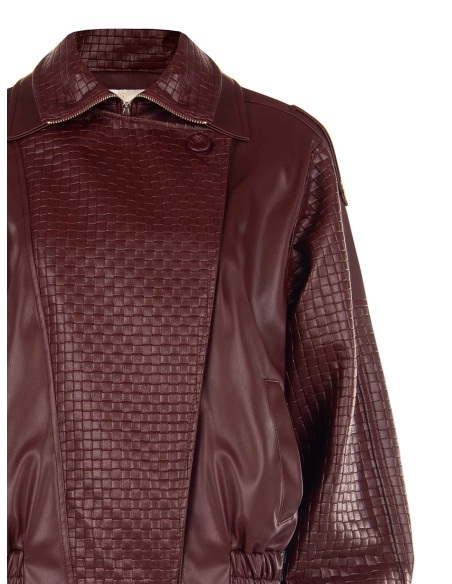 Blouson bomber en similicuir avec motif à carreaux tressés Rinascimento