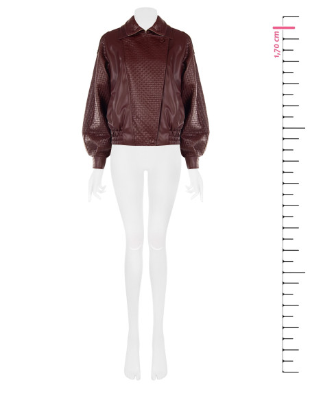 Blouson bomber en similicuir avec motif à carreaux tressés Rinascimento