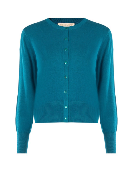 Cardigan à col rond avec boutons ton sur ton Rinascimento