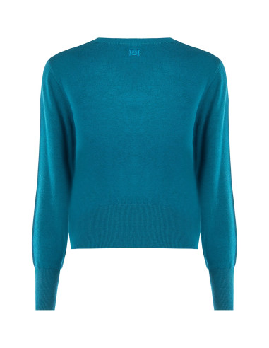 Cardigan à col rond avec boutons ton sur ton Rinascimento
