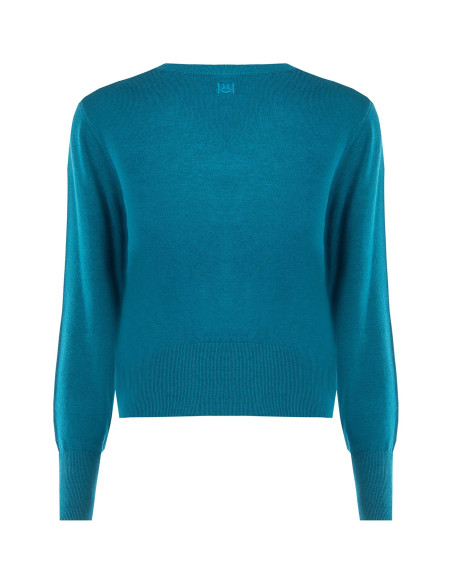 Cardigan à col rond avec boutons ton sur ton Rinascimento