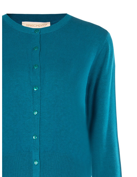 Cardigan à col rond avec boutons ton sur ton Rinascimento