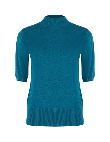 Pull à col montant avec bande et logo RR brodé Rinascimento
