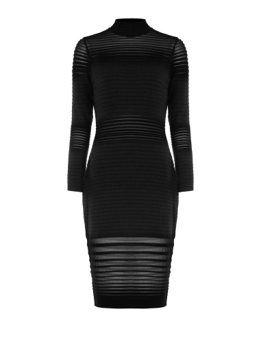 Robe fourreau en maille à rayures en tulle transparent Rinascimento