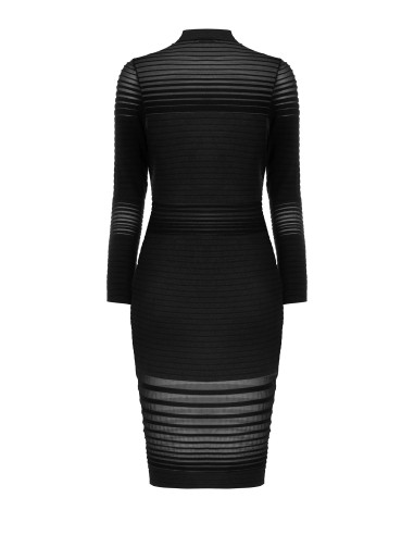 Robe fourreau en maille à rayures en tulle transparent Rinascimento