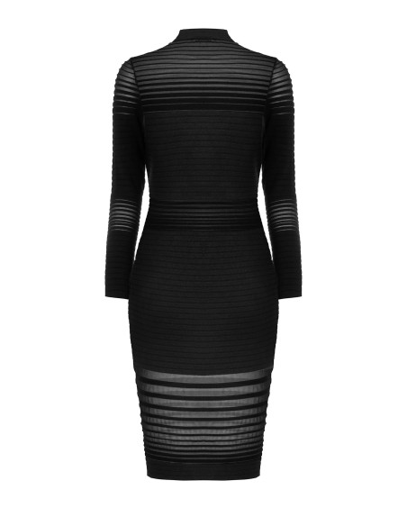 Robe fourreau en maille à rayures en tulle transparent Rinascimento