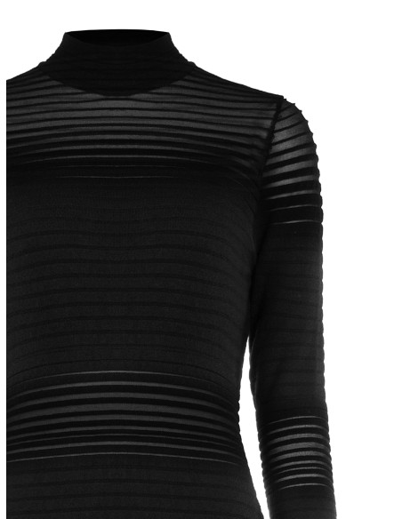 Robe fourreau en maille à rayures en tulle transparent Rinascimento