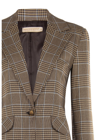 Veste blazer cintrée à carreaux en polyviscose Rinascimento