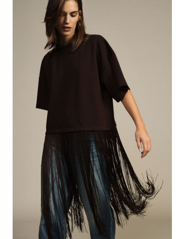 T-shirt à manches courtes avec longues franges Dixie