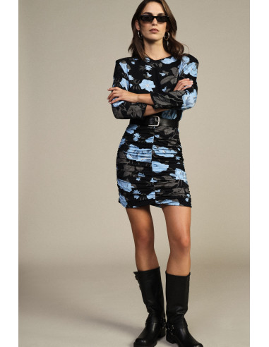 Korte jurk met bloemenprint en ruches Dixie