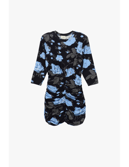 Robe courte à imprimé floral avec fronces Dixie