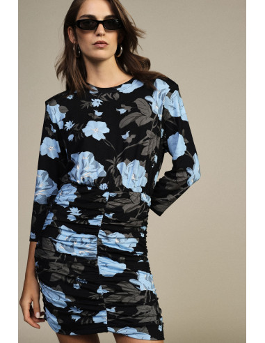 Robe courte à imprimé floral avec fronces Dixie