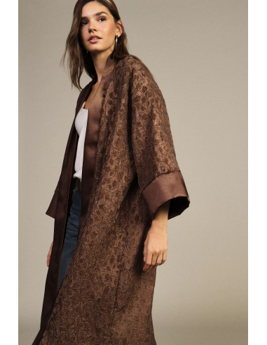 Dixie jacquard dusterjas met wijde mouwen
