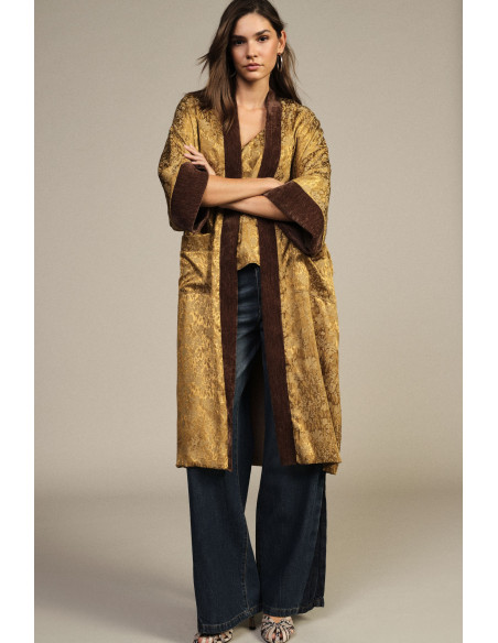 Manteau Duster à manches amples et bordures contrastées Dixie