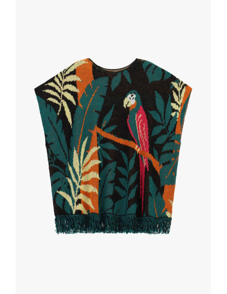 Poncho fantaisie tropicale à franges Dixie