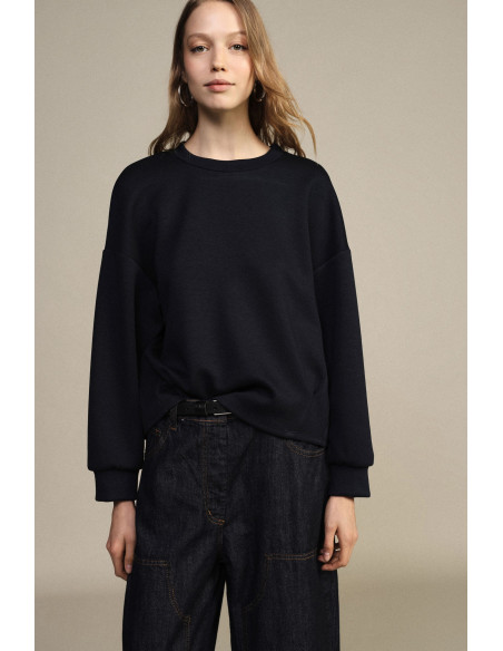 Sweat-shirt Dixie à col rond, manches amples et ourlet arrondi