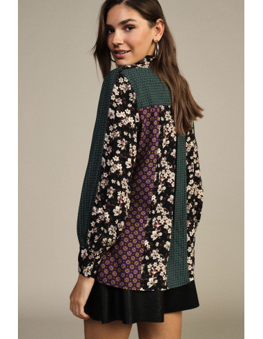 Chemisier fantaisie patchwork à motif floral Dixie