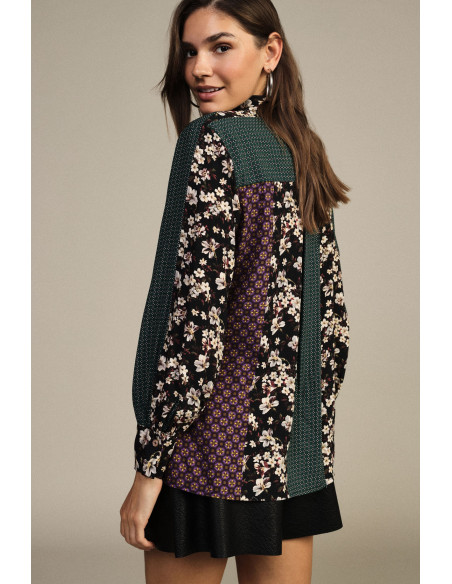 Chemisier fantaisie patchwork à motif floral Dixie