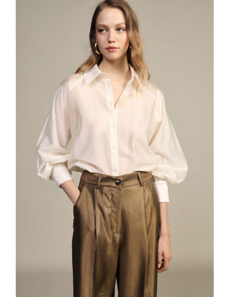 Blouse ample à manches ballon et boutonnage frontal Dixie