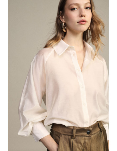 Blouse ample à manches ballon et boutonnage frontal Dixie