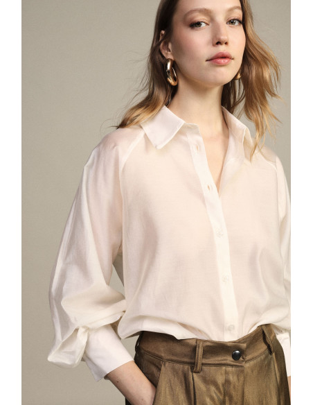 Blouse ample à manches ballon et boutonnage frontal Dixie