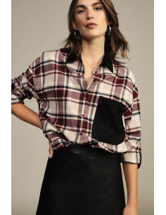 Chemise à carreaux avec poche et col contrasté Dixie