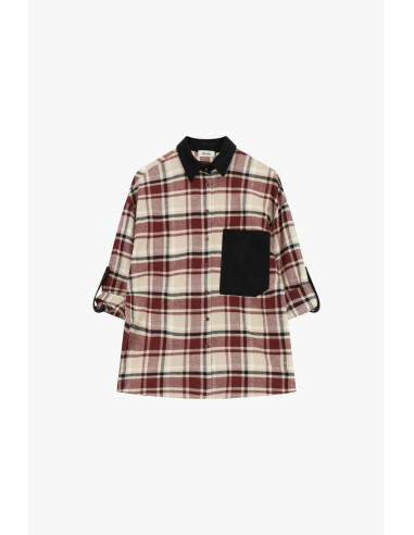 Chemise à carreaux avec poche et col contrasté Dixie