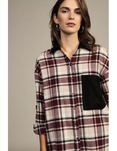 Chemise à carreaux avec poche et col contrasté Dixie