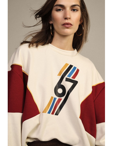 Sweat-shirt à col rond avec détails graphiques et empiècements Dixie