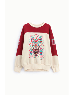 Dixie sweatshirt met ronde hals, bloemenprint en grafische details 2