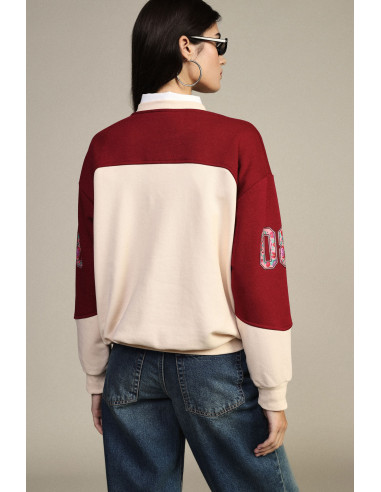 Dixie sweatshirt met ronde hals, bloemenprint en grafische details