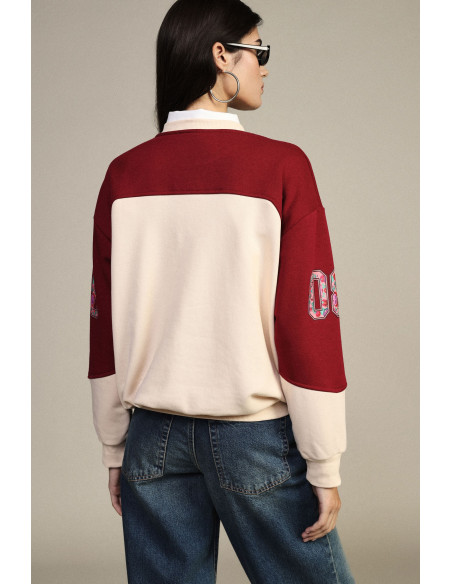 Sweat-shirt à col rond avec imprimé floral et détails graphiques Dixie