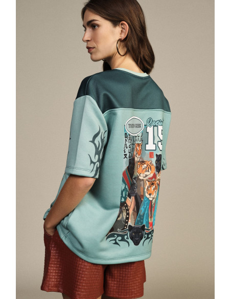 T-shirt à manches courtes imprimé panthères et tigres Dixie